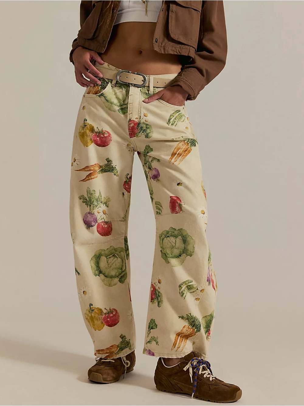 We The Free Good Luck Printed Barrel Jeans #7391